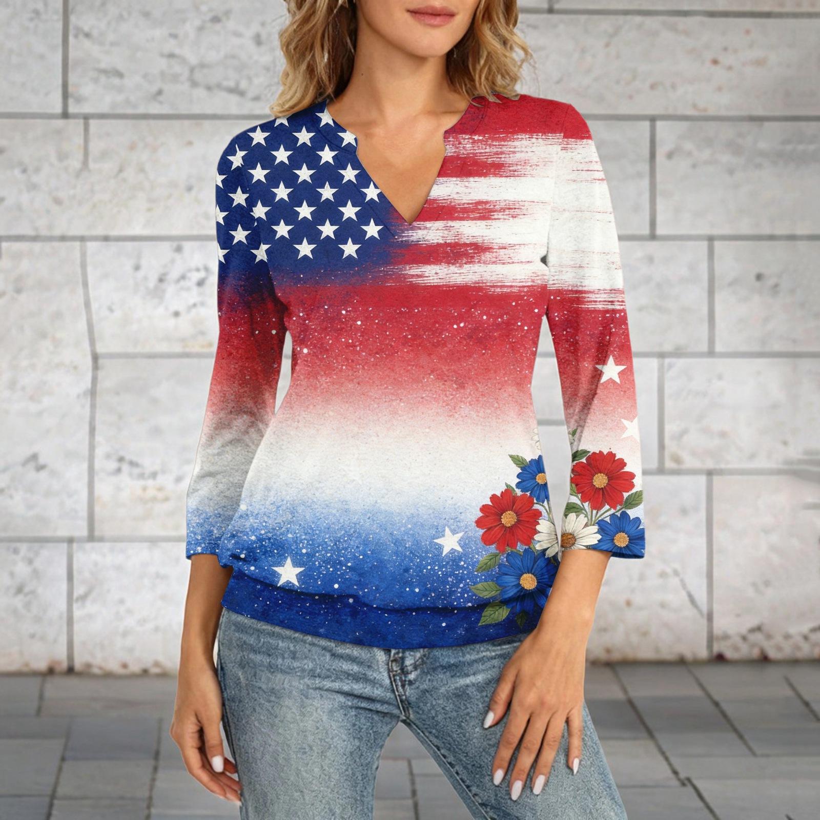 Women s 3/4 Sleeve Top With Cuffed Hem, V-Neck, Summer Casual -Shirt, Independence Day Printed Top XL кавун червоний колір
Women s 3/4 Sleeve Top With Cuffed Hem, V-Neck, Summer Casual -Shirt, Independence Day Printed Top XL кавун червоний колір