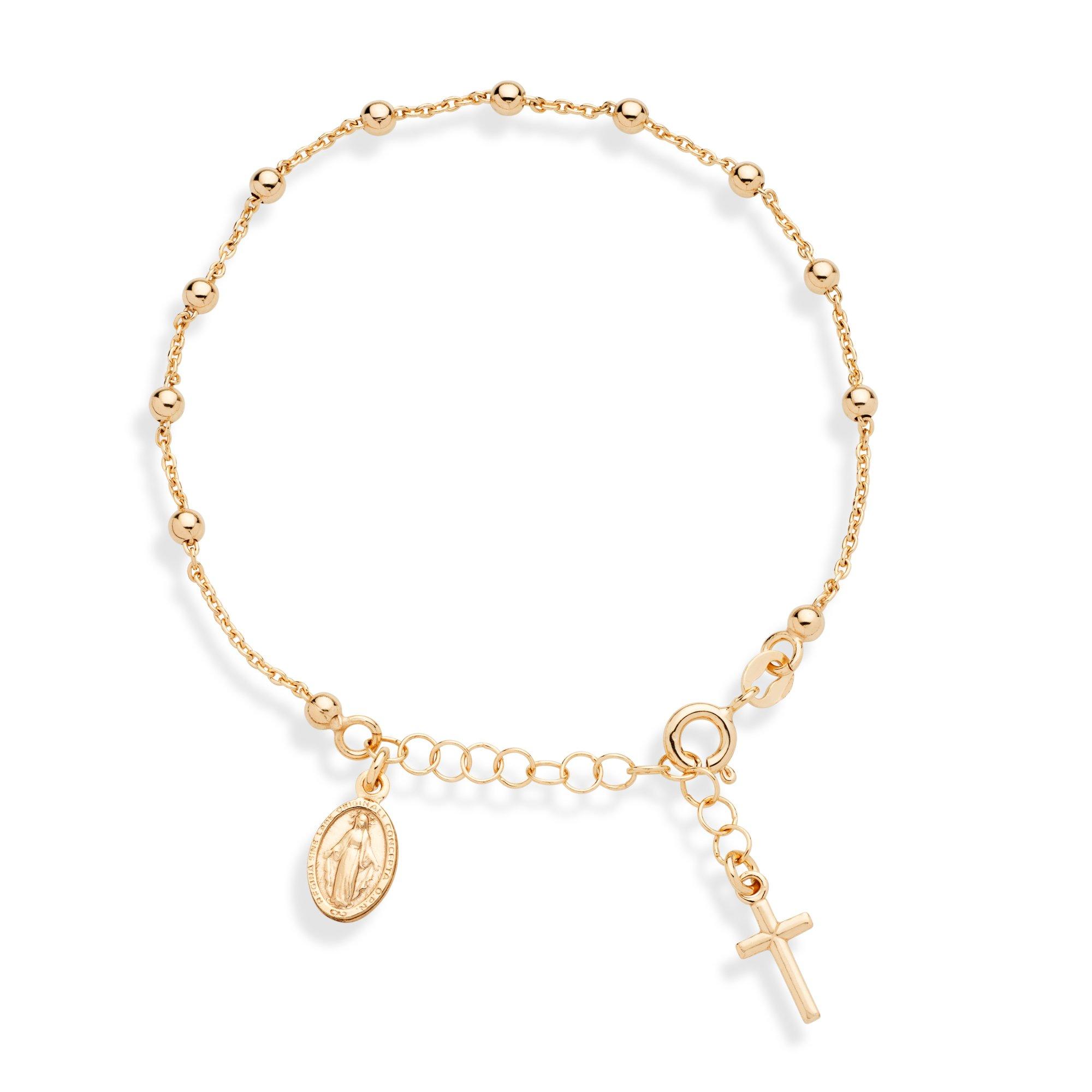 Miabella 18K позолоченный стерлинговый серебряный браслет-цепочка с бусинами-четками и крестом, сделанный в Италии, для женщин, подростков, девочек, регулируемый или дюймовый, 925 пробы
Miabella 18K позолоченный стерлинговый серебряный браслет-цепочка с бусинами-четками и крестом, сделанный в Италии, для женщин, подростков, девочек, регулируемый или дюймовый, 925 пробы
