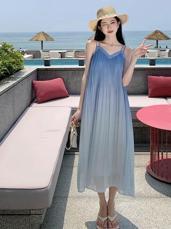 Women s French Seaside Gradient Spaghetti Strap Long Dress - Summer Sleeveless Sea Wave Style Small
Women s French Seaside Gradient Spaghetti Strap Long Dress - Summer Sleeveless Sea Wave Style Small
