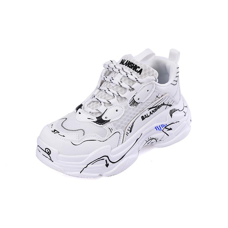 Париж серия четыре сезона новые кроссовки на толстой подошве с граффити папа обувь пара мода повседневная спортивная обувь тренд 9953 44 белый
Париж серия четыре сезона новые кроссовки на толстой подошве с граффити папа обувь пара мода повседневная спортивная обувь тренд 9953 44 белый