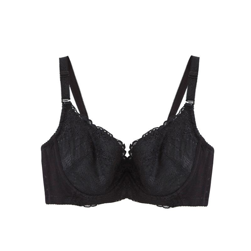 Летний новый шелковый французский кружевной бюстгальтер с треугольными чашками для маленькой груди 75B чёрный