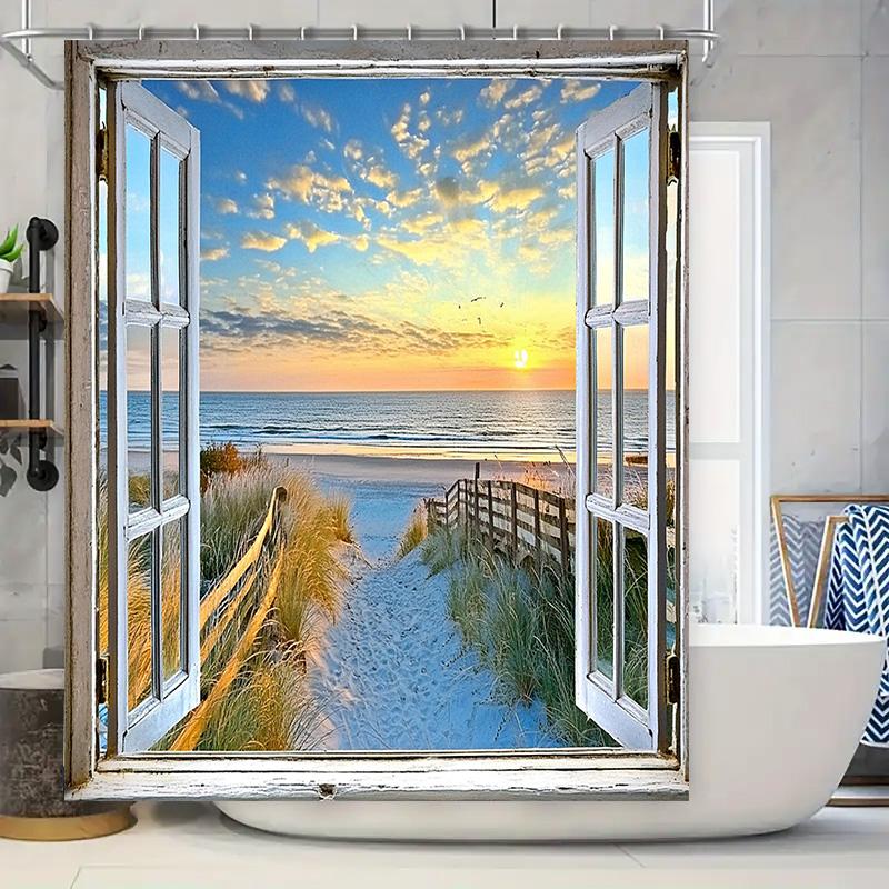 Beach Shower Curtain Coastal Scene Print With Open Window Design For Bathroom Decor High-Quality Printed Fabric In Multiple Size W60H190(CM)-1 Pcs
Beach Shower Curtain Coastal Scene Print With Open Window Design For Bathroom Decor High-Quality Printed Fabric In Multiple Size W60H190(CM)-1 Pcs