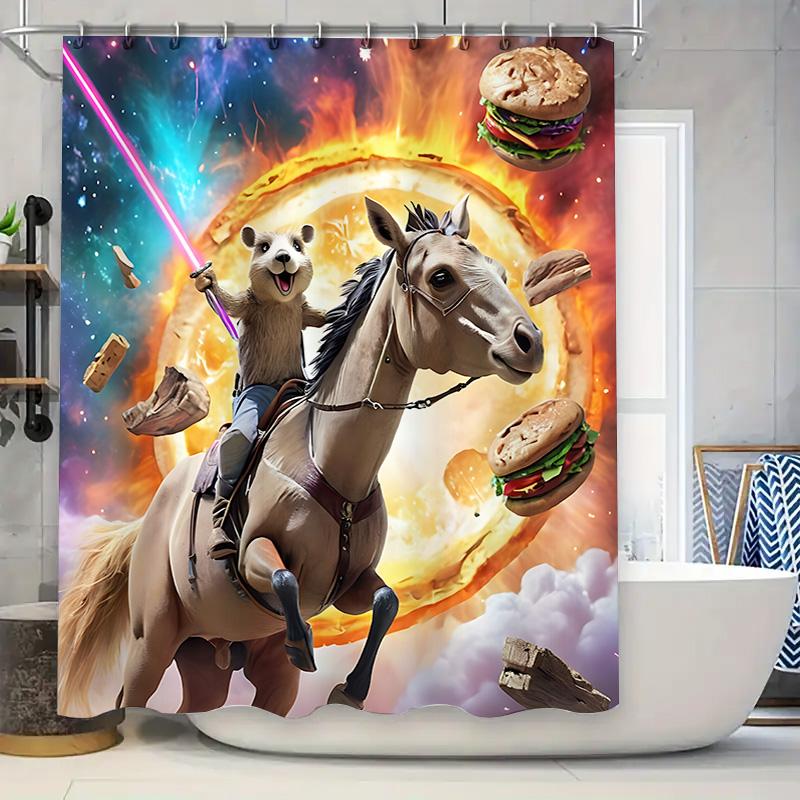 Creative Animal Knight Equestrian Theme Waterproof And Mold-Proof Shower Curtain, Unique Design Adds Fun And Style Easy-Clean W60H190(CM)-1 Pcs
Creative Animal Knight Equestrian Theme Waterproof And Mold-Proof Shower Curtain, Unique Design Adds Fun And Style Easy-Clean W60H190(CM)-1 Pcs