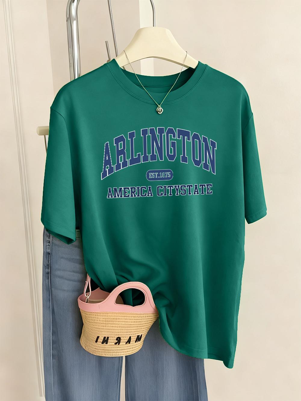 Arlington America Citystate Prints T-Shirts Womens Basics Soft T Shirt Loose Comfortable Short Sleeve Tops Summer O-Neck Clothes 4XL
Arlington America Citystate Prints T-Shirts Womens Basics Soft T Shirt Loose Comfortable Short Sleeve Tops Summer O-Neck Clothes 4XL