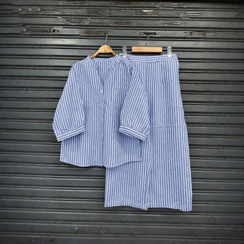 ZANZEA Женский костюм-двойка: блузка с рукавом 3/4 и брюки, повседневный, с принтом в полоску
ZANZEA Женский костюм-двойка: блузка с рукавом 3/4 и брюки, повседневный, с принтом в полоску