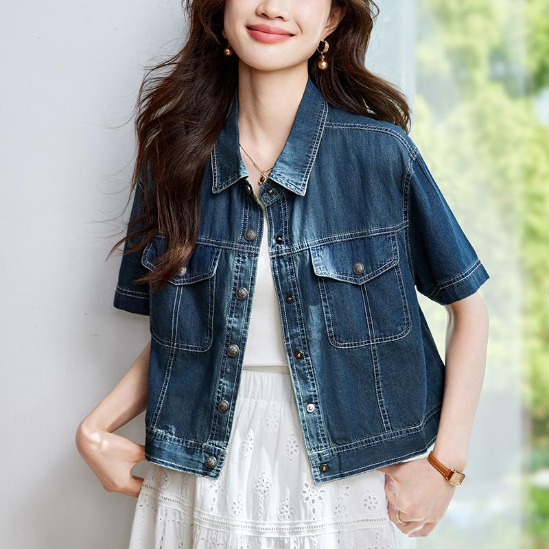 Short Denim Shirt Jacket Women s Short-sleeved Summer Small Top Literary Vintage Shirt M
Short Denim Shirt Jacket Women s Short-sleeved Summer Small Top Literary Vintage Shirt M