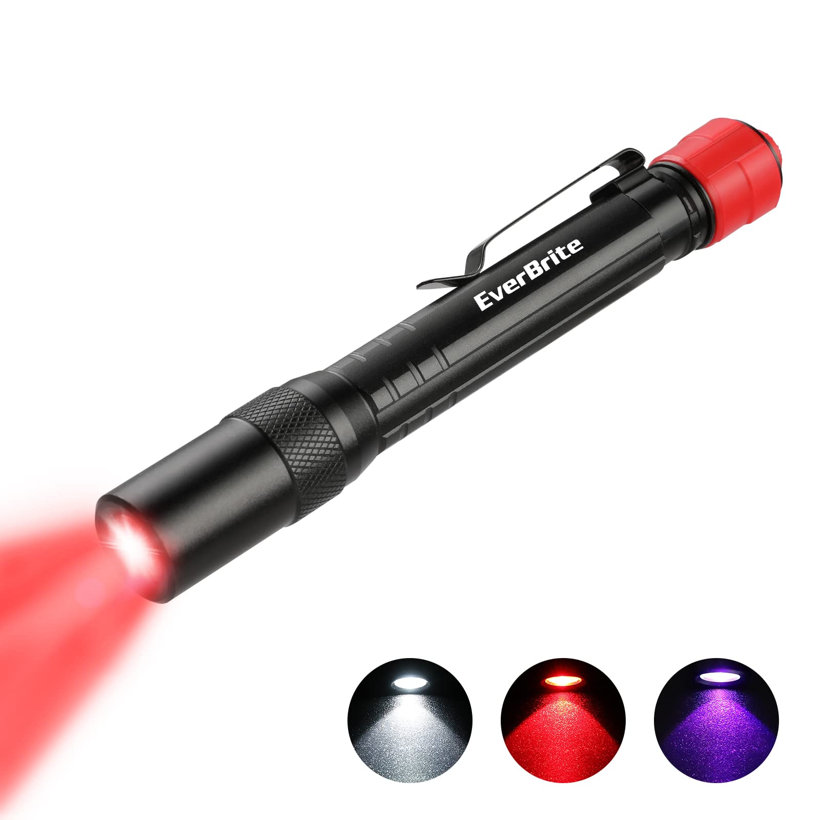 EverBrite Red Light Flashlight 395nm Black Light Light Multifunction LED Pocket Penlight with AAA Batteries Night Vision Pet Stain Detection Camping
EverBrite Red Light Flashlight 395nm Black Light Light Multifunction LED Pocket Penlight with AAA Batteries Night Vision Pet Stain Detection Camping