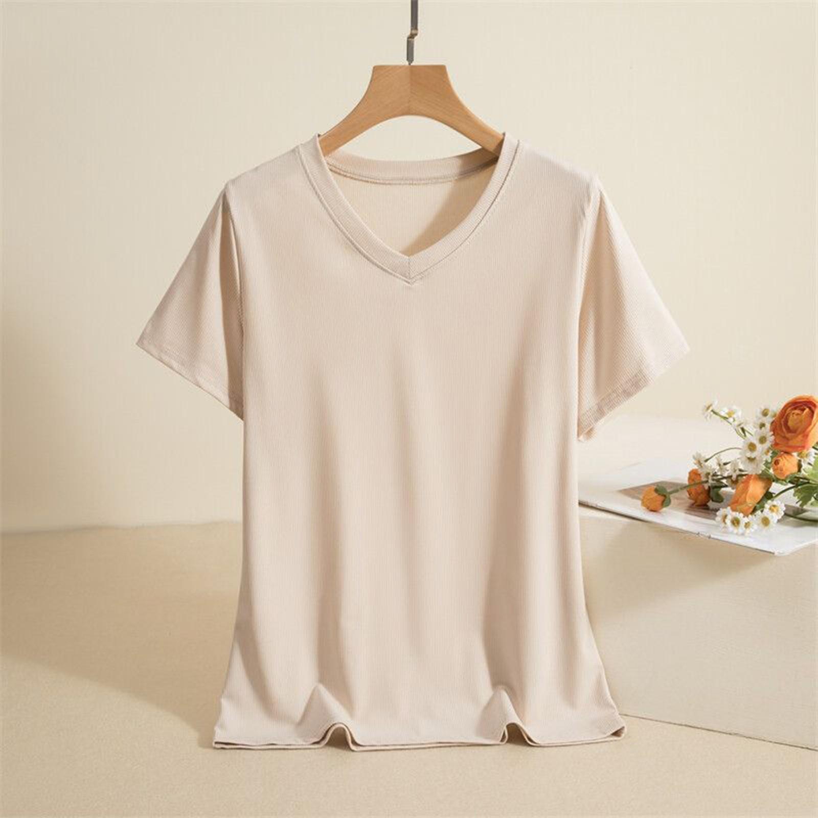 Women s Loose Casual Threaded T-shirt For Summer Wear V-neck Short Sleeved Top Color Thin Base Shirt For Inner Layer XXL бежевый
Women s Loose Casual Threaded T-shirt For Summer Wear V-neck Short Sleeved Top Color Thin Base Shirt For Inner Layer XXL бежевый