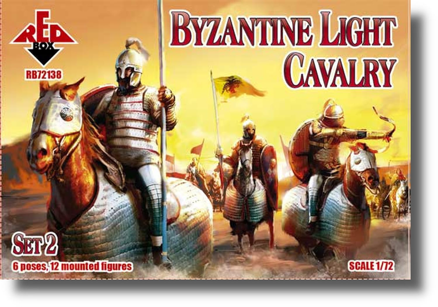 Red Box Byzantine Empire Light Cavalry Set 2 12 Plastic Model ORR72138 1/72 (6 poses, cavalry)
Red Box Byzantine Empire Light Cavalry Set 2 12 Plastic Model ORR72138 1/72 (6 poses, cavalry)
