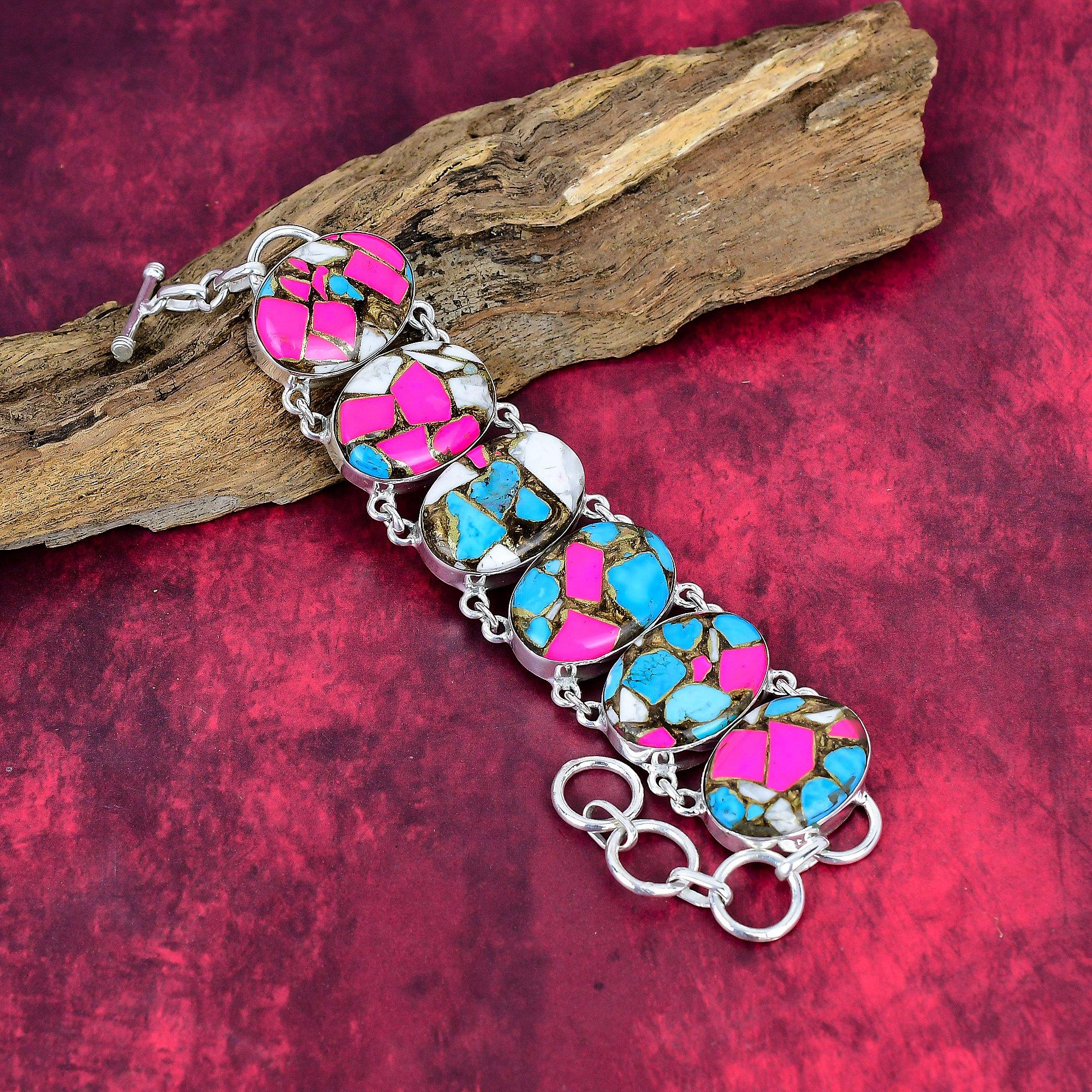Cotton Candy Turquoise 925 Solid Sterling Silver Bracelet with Adjustable Chain, Handmade Gemstone Designer Jewelry Bracelet
Cotton Candy Turquoise 925 Solid Sterling Silver Bracelet with Adjustable Chain, Handmade Gemstone Designer Jewelry Bracelet