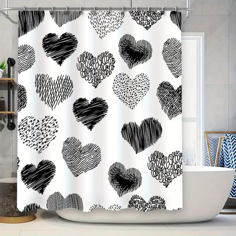Black White Heart Printed Shower Curtain For Bathroom Decor Waterproof Fabric Home Textiles Size: 72 X 84 (Lxw) W60H190(CM)-1 Pcs
Black White Heart Printed Shower Curtain For Bathroom Decor Waterproof Fabric Home Textiles Size: 72 X 84 (Lxw) W60H190(CM)-1 Pcs