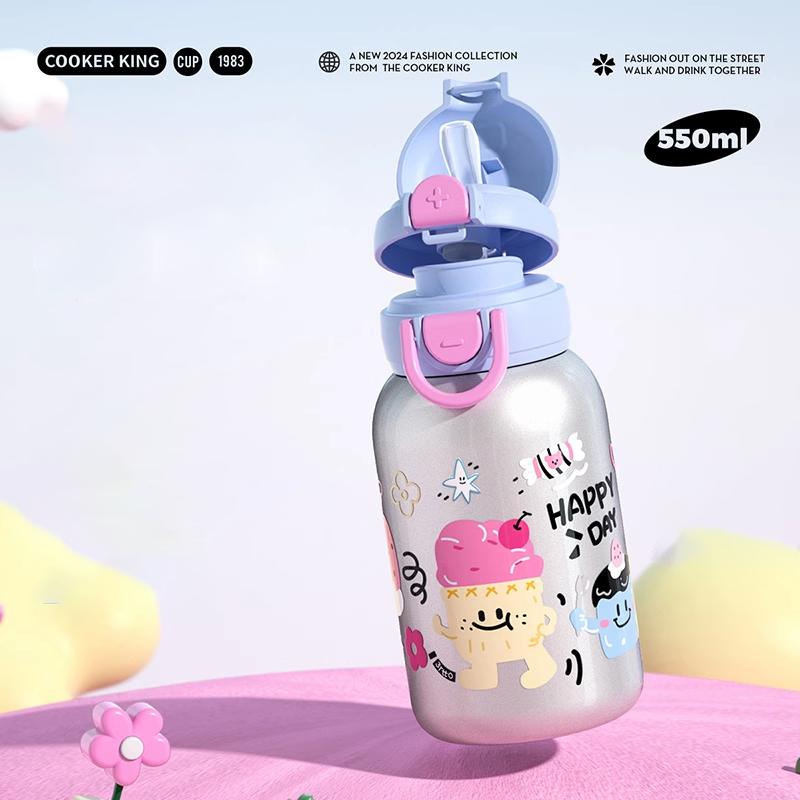 COOKER KING 550ml Thermos Cup with Straw Stainless Steel Double drinking Insulated Cup Cartoon Water Bottle for Children Student 550ML
COOKER KING 550ml Thermos Cup with Straw Stainless Steel Double drinking Insulated Cup Cartoon Water Bottle for Children Student 550ML