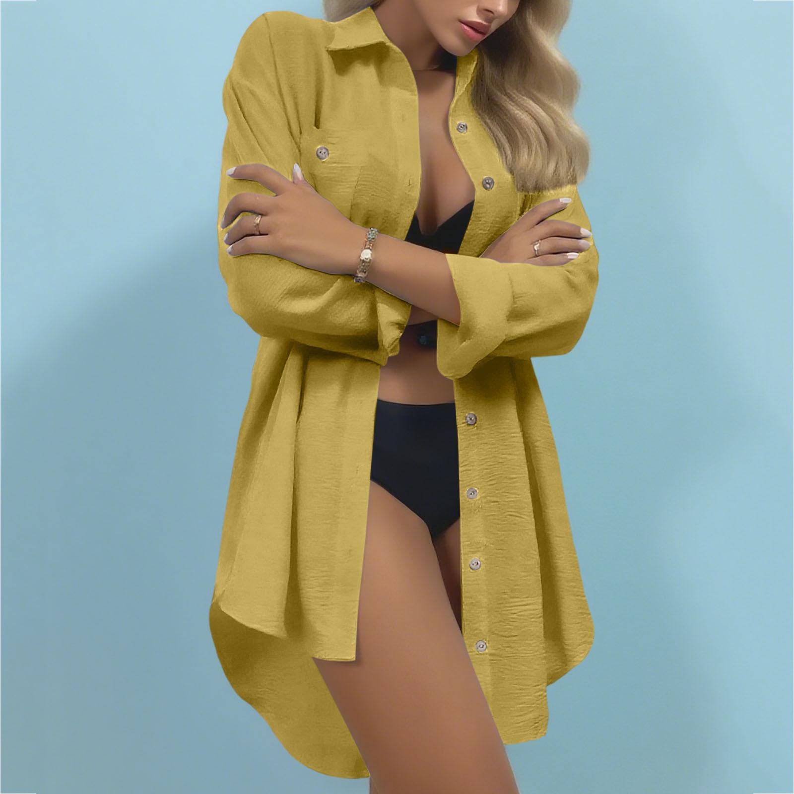 Fashionable Women s Casual Color Long Shirt With Pockets S жовтий
Fashionable Women s Casual Color Long Shirt With Pockets S жовтий