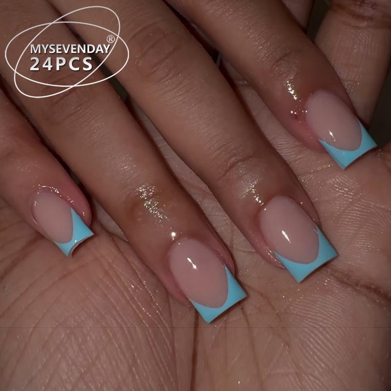 Набор из 24 коротких квадратных накладных ногтей с французским синим краем Gel Glue Type
Набор из 24 коротких квадратных накладных ногтей с французским синим краем Gel Glue Type