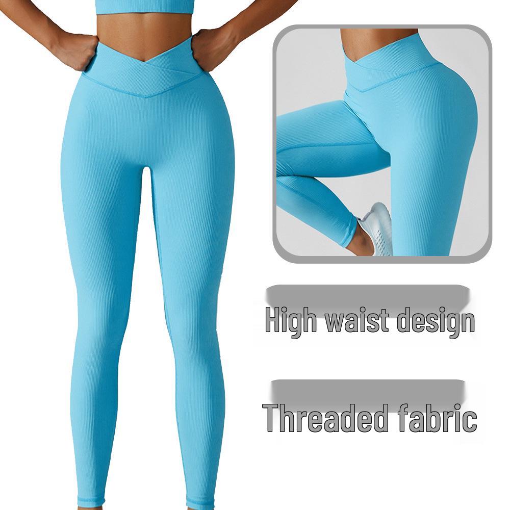 Women s V-Waist Tummy Control Yoga Leggings - Gathered Peach Hip Lift for Running and Training Medium небо синє кольору 
Women s V-Waist Tummy Control Yoga Leggings - Gathered Peach Hip Lift for Running and Training Medium небо синє кольору