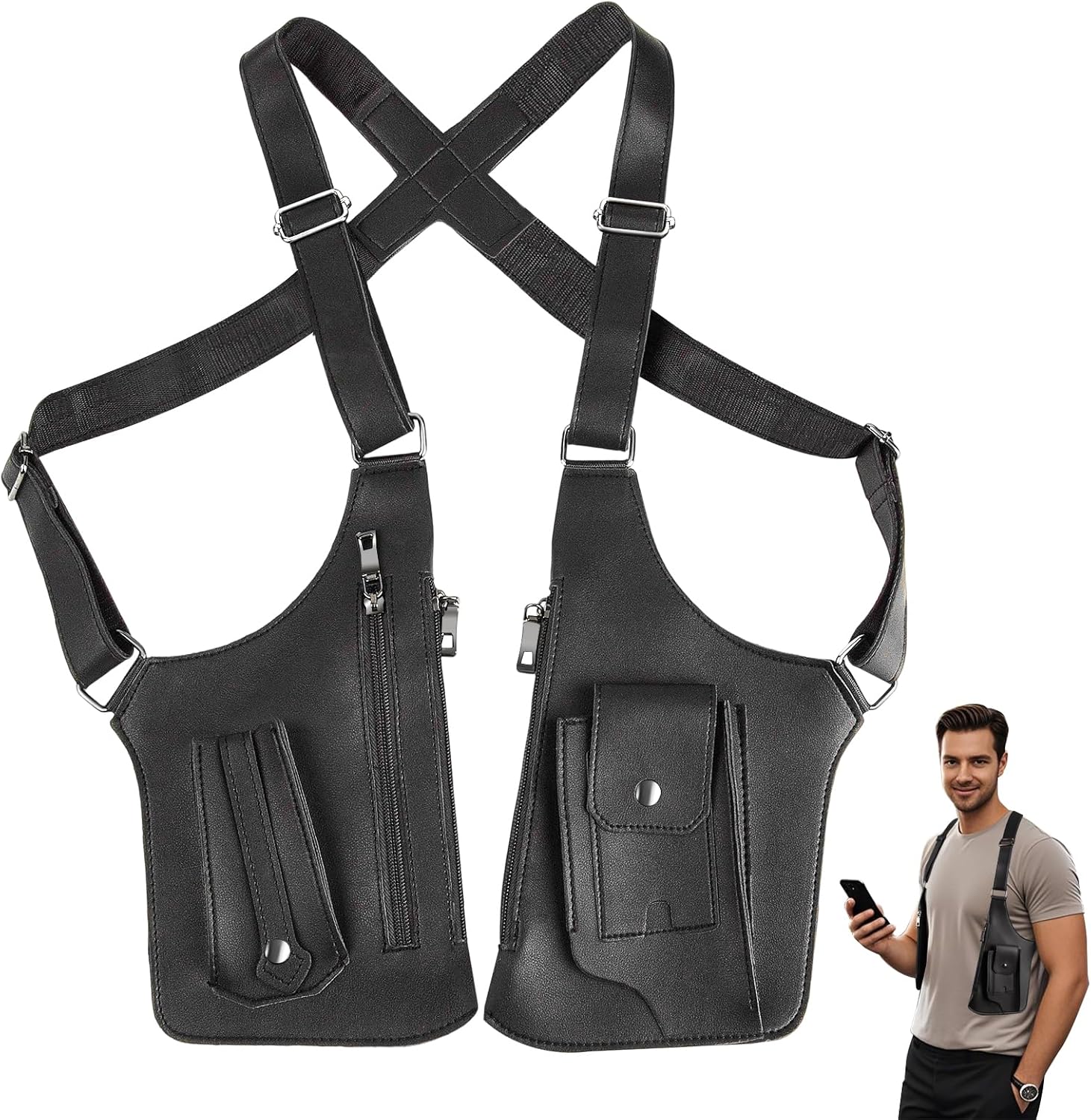 High Quality Men s Tactical Vest Bag PU Leather & Oxford Cloth Vintage Design Anti-Scratch Chest Bag Phone Pouch for Daily Use чорний
High Quality Men s Tactical Vest Bag PU Leather & Oxford Cloth Vintage Design Anti-Scratch Chest Bag Phone Pouch for Daily Use чорний
