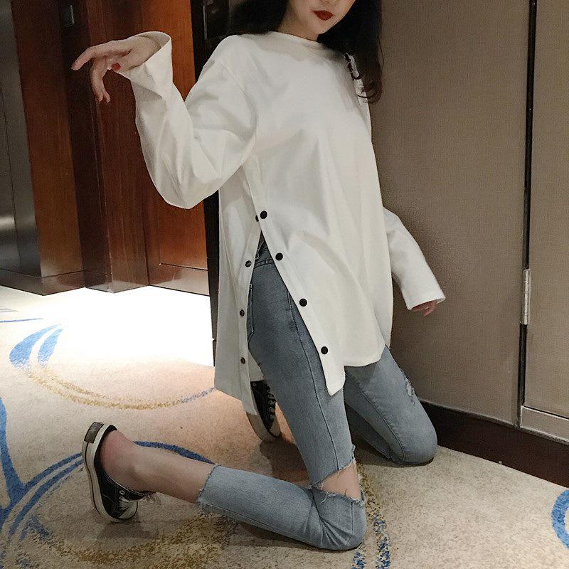 Korean Women s Plus Size Long Sleeve T-Shirt - Loose Mid-Length Slit Solid Color for Autumn/Winter L белый
Korean Women s Plus Size Long Sleeve T-Shirt - Loose Mid-Length Slit Solid Color for Autumn/Winter L белый