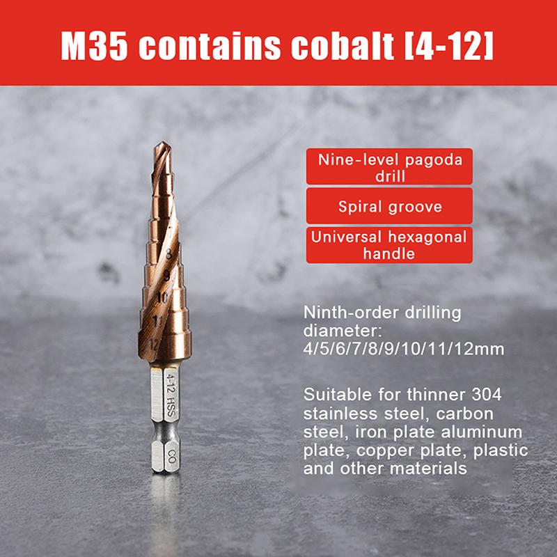 1PCS 4-12/4-20/4-32Mm Spiral Groove Step Drill Bit M35 Cobalt Step Drill Bit Metal Taper Drill Hss Titanium-Coated Drill Bit A1
1PCS 4-12/4-20/4-32Mm Spiral Groove Step Drill Bit M35 Cobalt Step Drill Bit Metal Taper Drill Hss Titanium-Coated Drill Bit A1