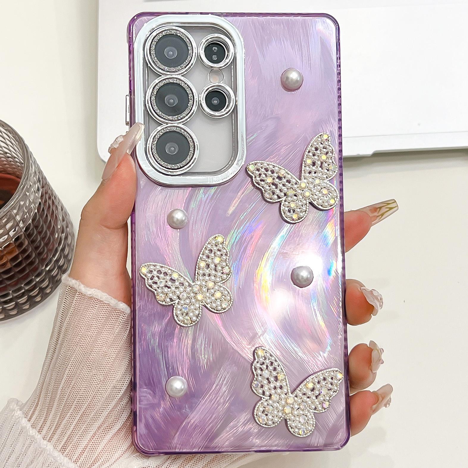 For Samsung Galaxy S23 Ultra Case Butterfly Pearl Decor IMD PC+TPU Phone Cover with Glass Lens Film Feather Yarn/Rose Gold
For Samsung Galaxy S23 Ultra Case Butterfly Pearl Decor IMD PC+TPU Phone Cover with Glass Lens Film Feather Yarn/Rose Gold