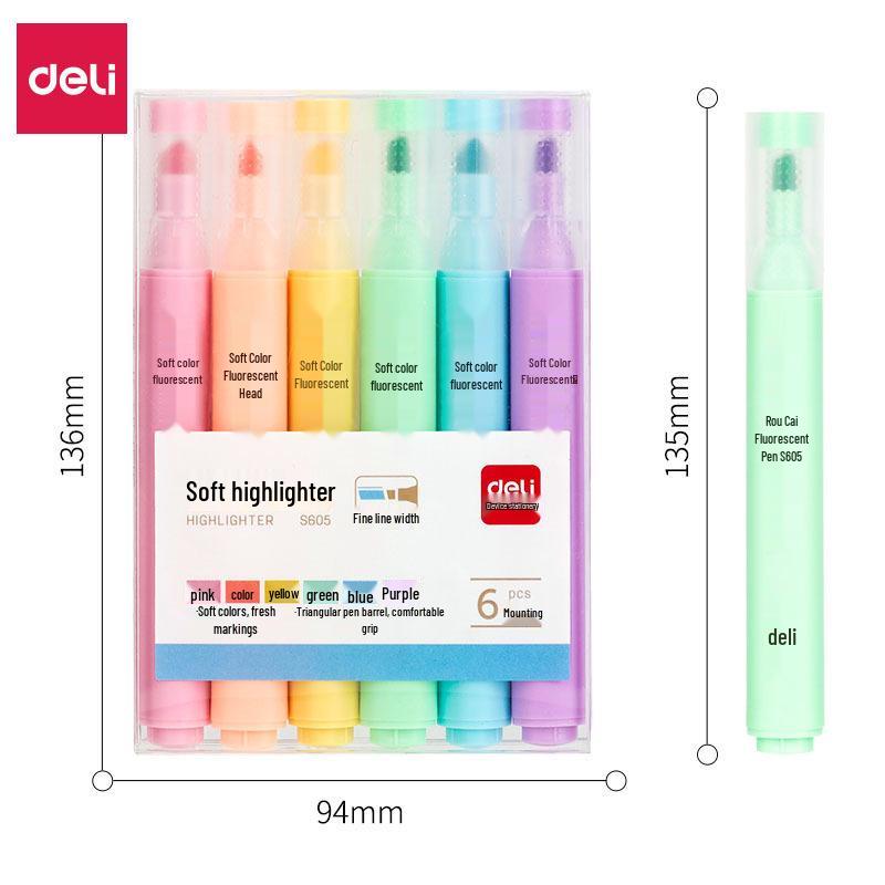 Deli S605 Soft Color Fluorescent Highlighter Pen for Students - Triangular Tip for Note-Taking & Children s Drawing
Deli S605 Soft Color Fluorescent Highlighter Pen for Students - Triangular Tip for Note-Taking & Children s Drawing