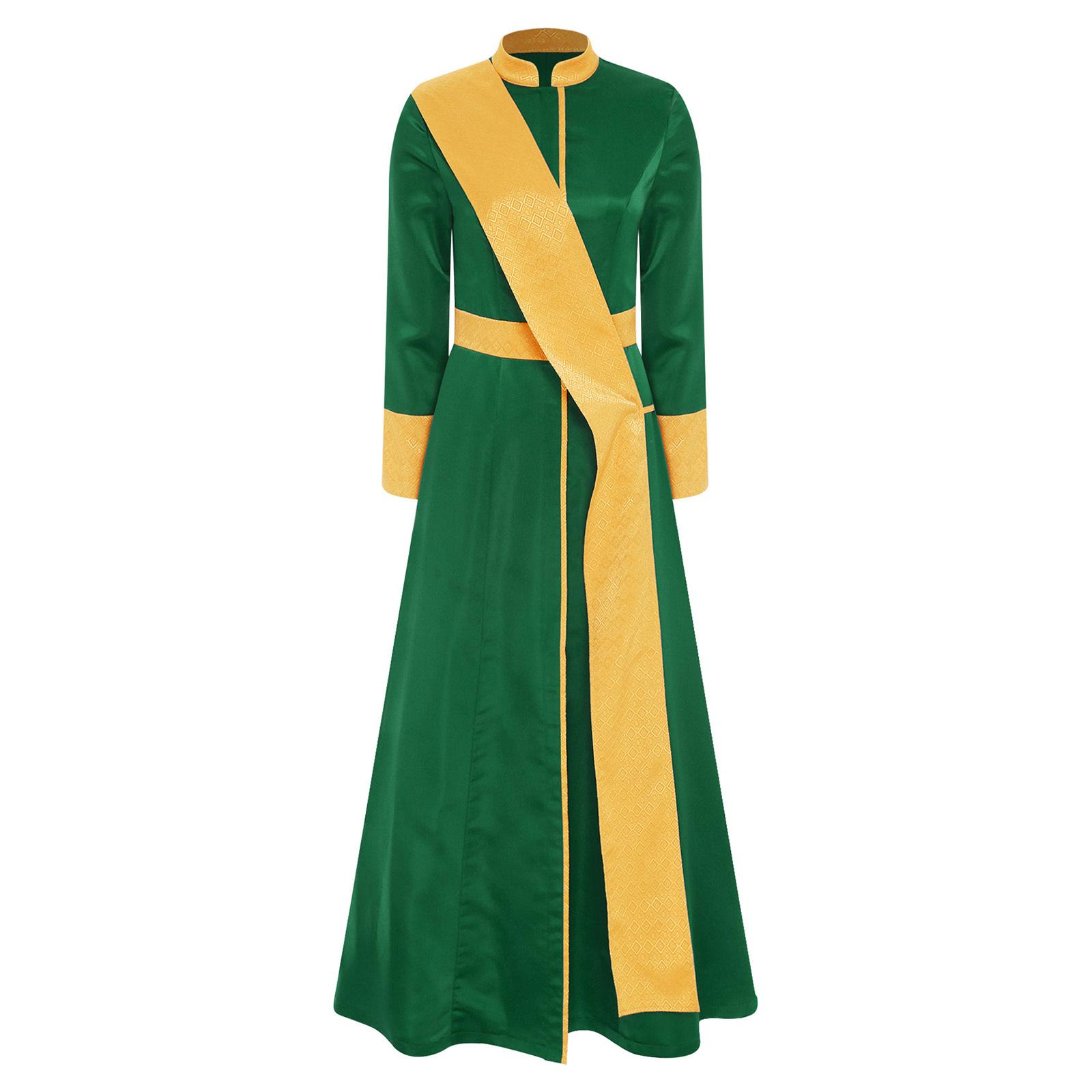 Womens Priest Robe Cosplay Front Zipper Long Sleeve Jacquard Spliced Stole Vestment Catholic Chasuble Halloween Costume
Womens Priest Robe Cosplay Front Zipper Long Sleeve Jacquard Spliced Stole Vestment Catholic Chasuble Halloween Costume