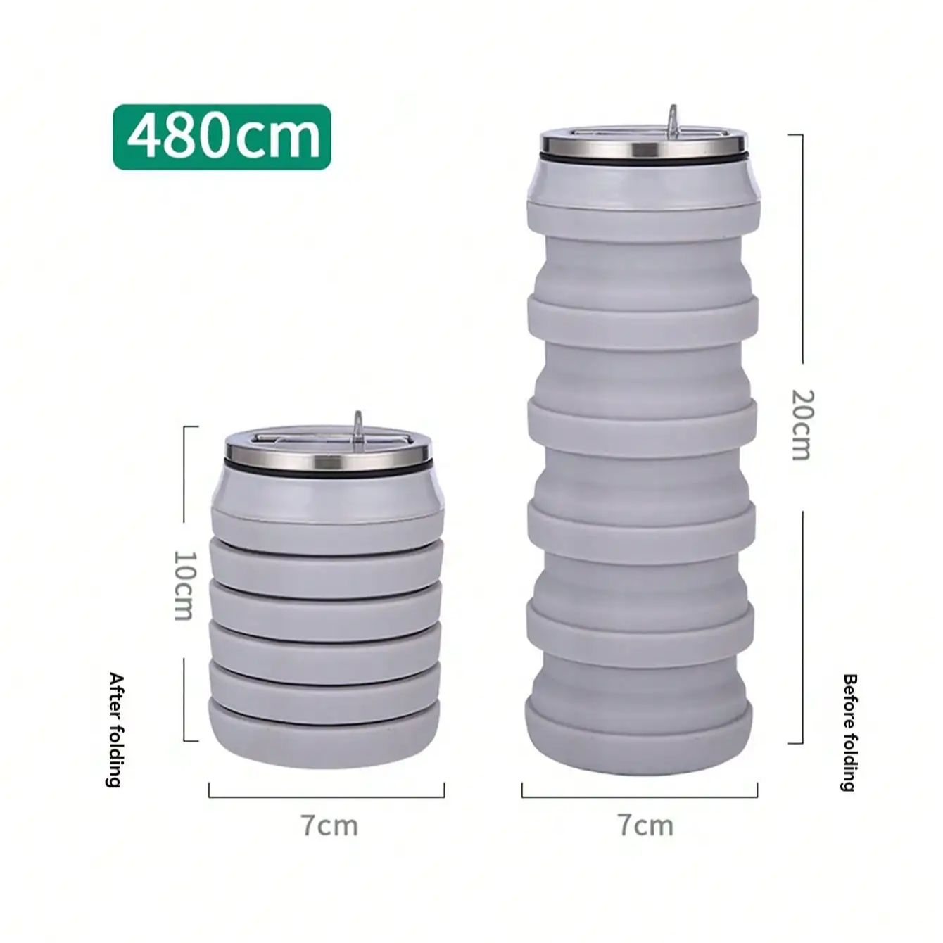 Food grade foldable water bottle, foldable silicone cup, reusable water bottle, sports water bottle, suction cup серый
Food grade foldable water bottle, foldable silicone cup, reusable water bottle, sports water bottle, suction cup серый