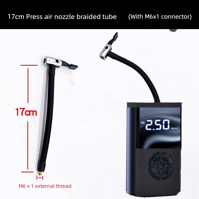 Car Air Pump Hose, Automotive Inflator Hose, Rubber Hose, Gauze Braided Hose, Extension Hose, in Stock 17cm Braided Tube Pressing Mouth + M6*1 Head
Car Air Pump Hose, Automotive Inflator Hose, Rubber Hose, Gauze Braided Hose, Extension Hose, in Stock 17cm Braided Tube Pressing Mouth + M6*1 Head