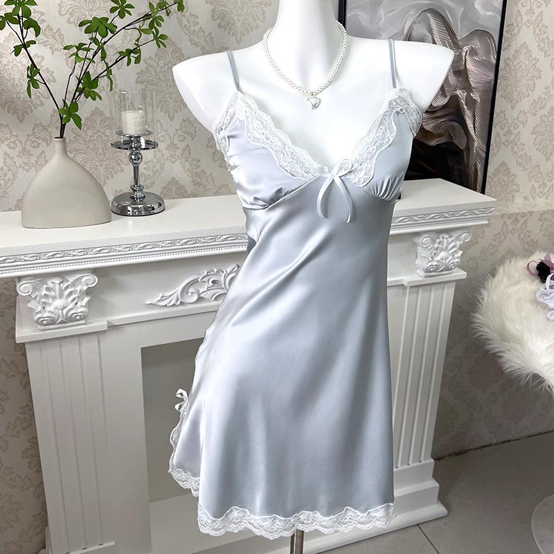 Sexy suspender nightdress summer women s ice silk pajamas with chest pads loungewear pure desire style suit xl size【 65~75kg 】 світло-синій колір
Sexy suspender nightdress summer women s ice silk pajamas with chest pads loungewear pure desire style suit xl size【 65~75kg 】 світло-синій колір