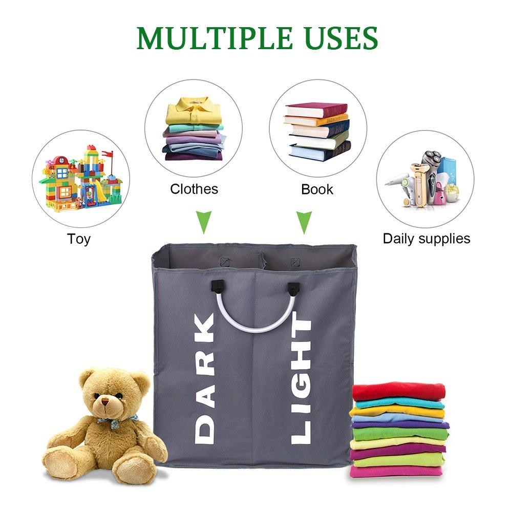 Collapsable 2-section Laundry Bag Foldable Laundry Hamper Durable Oxford Fabric Laundry Basket Clothes Sorter with Alloy Handle Dark Grey
Collapsable 2-section Laundry Bag Foldable Laundry Hamper Durable Oxford Fabric Laundry Basket Clothes Sorter with Alloy Handle Dark Grey