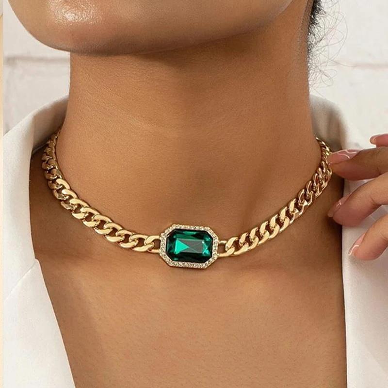 Obega Fashion Cuban Chain Necklace Sparkling Green Crystal Stone Bright Fuchsia Color Rhinestones Square Sexy Choker
Obega Fashion Cuban Chain Necklace Sparkling Green Crystal Stone Bright Fuchsia Color Rhinestones Square Sexy Choker