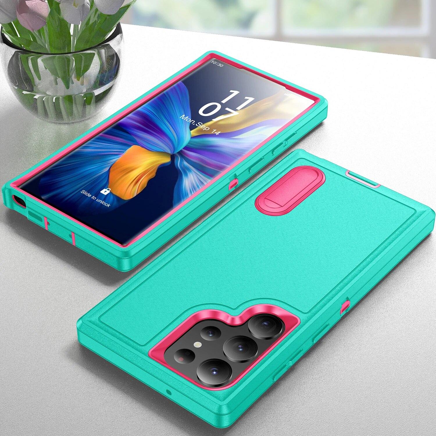 Лучший защитный чехол-броня для Samsung Galaxy S24 Ultra S23 Plus S22 S 24 22 23 5G с функцией подставки аксессуары для телефонов for Galaxy S22 Plus небесно-голубой