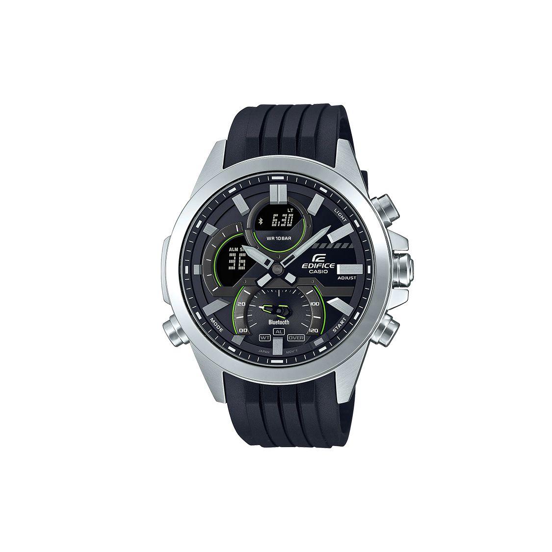 Casio Edifice Series 100 Meters Water Resistant Quartz Movement Resin Stainless Steel Strap Japanese Watch Black Dial Men watches ECB-30P-1A Black Strap
Casio Edifice Series 100 Meters Water Resistant Quartz Movement Resin Stainless Steel Strap Japanese Watch Black Dial Men watches ECB-30P-1A Black Strap