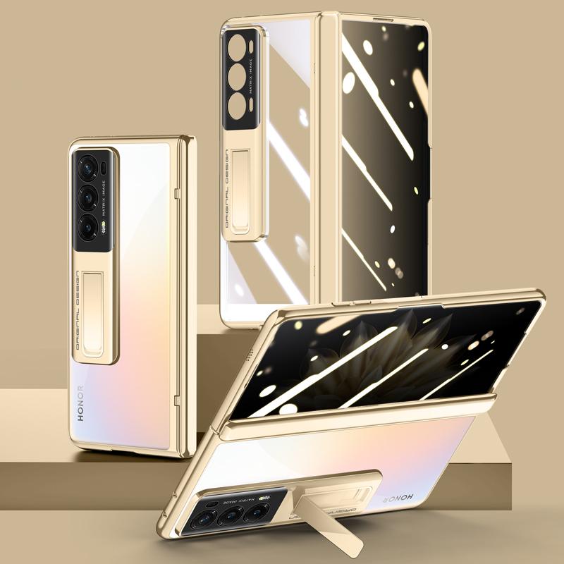 For Honor Magic V2 5G Hinge Protection Kickstand Cover Clear PC Electroplating Phone Case with Privacy Tempered Glass Film Gold
For Honor Magic V2 5G Hinge Protection Kickstand Cover Clear PC Electroplating Phone Case with Privacy Tempered Glass Film Gold