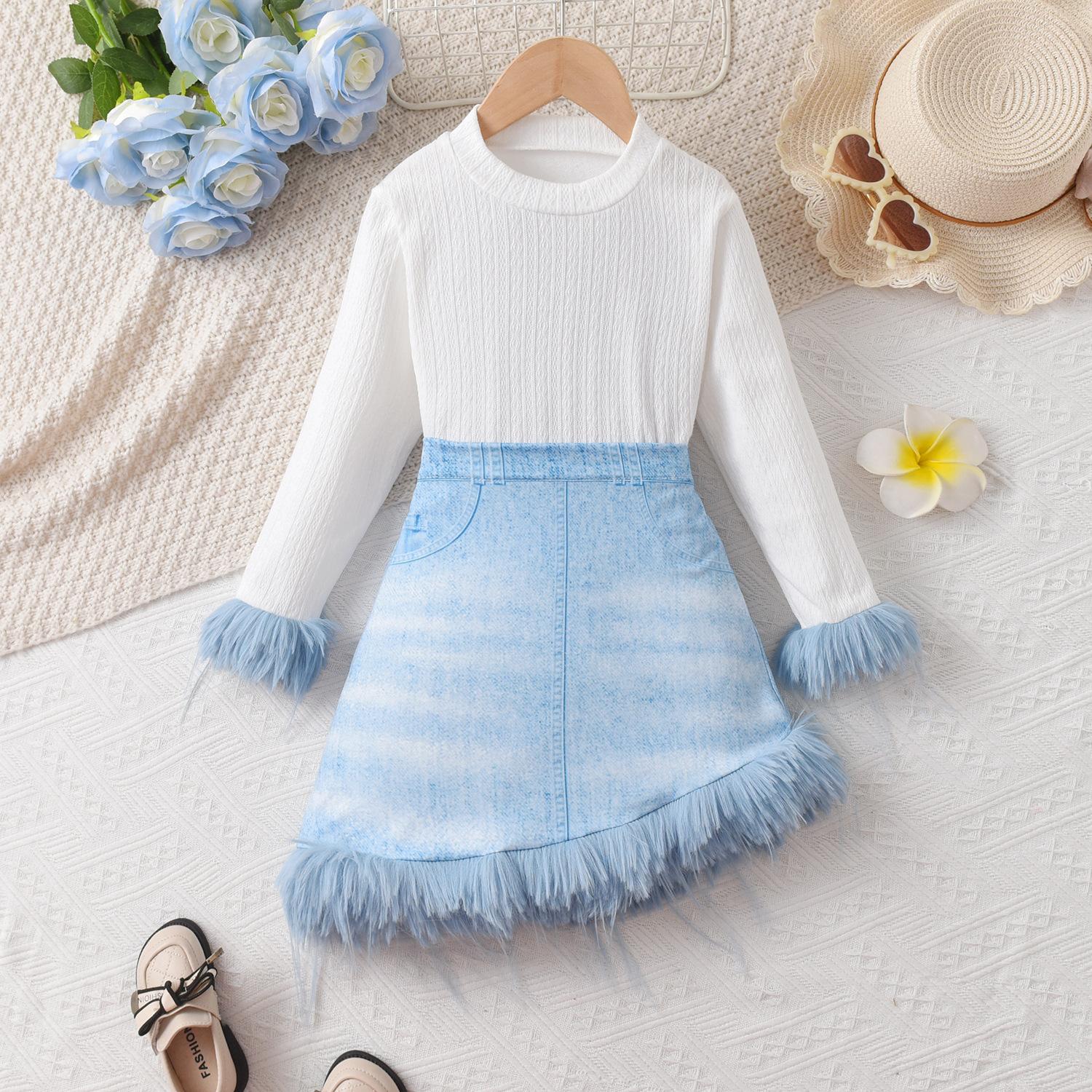 2026 Girls New Fashion Personalized Solid Color Long Sleeve Furry Cuff Top + Tie Dye Skirt Set 4Y білий
2026 Girls New Fashion Personalized Solid Color Long Sleeve Furry Cuff Top + Tie Dye Skirt Set 4Y білий