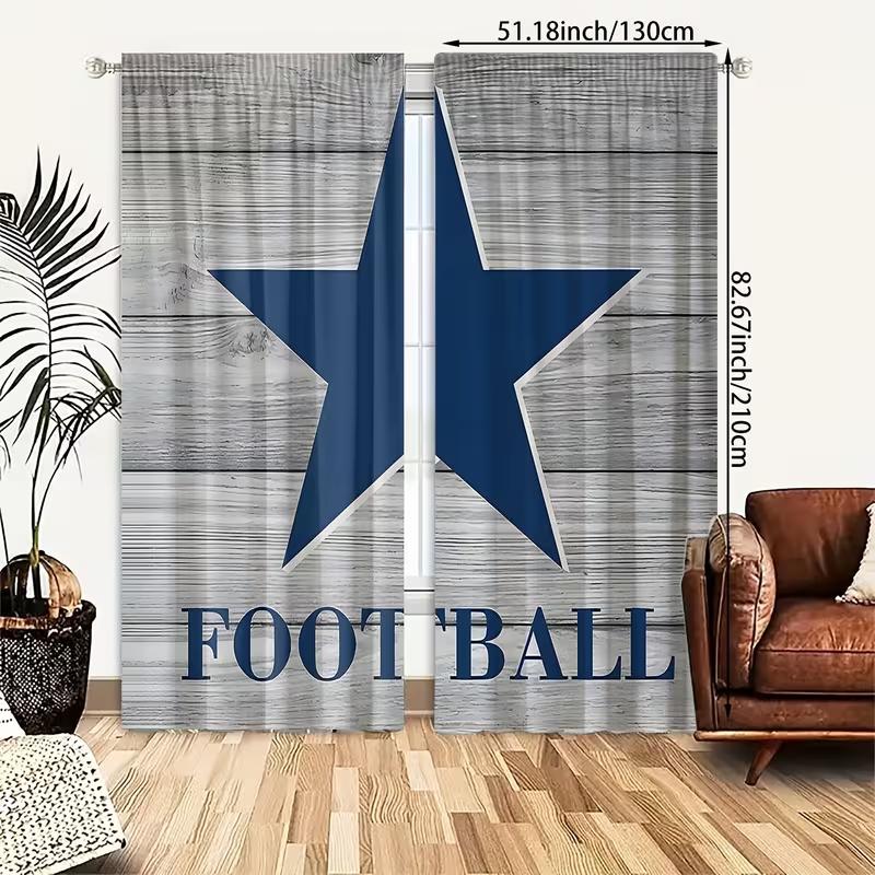 2PC Dallas Cowboys Inspired Curtains - Navy Star & Football Print Window Drapes for Man Cave Bedroom Decor 24x59in(60x150CM)x2&Rod Pocket
2PC Dallas Cowboys Inspired Curtains - Navy Star & Football Print Window Drapes for Man Cave Bedroom Decor 24x59in(60x150CM)x2&Rod Pocket