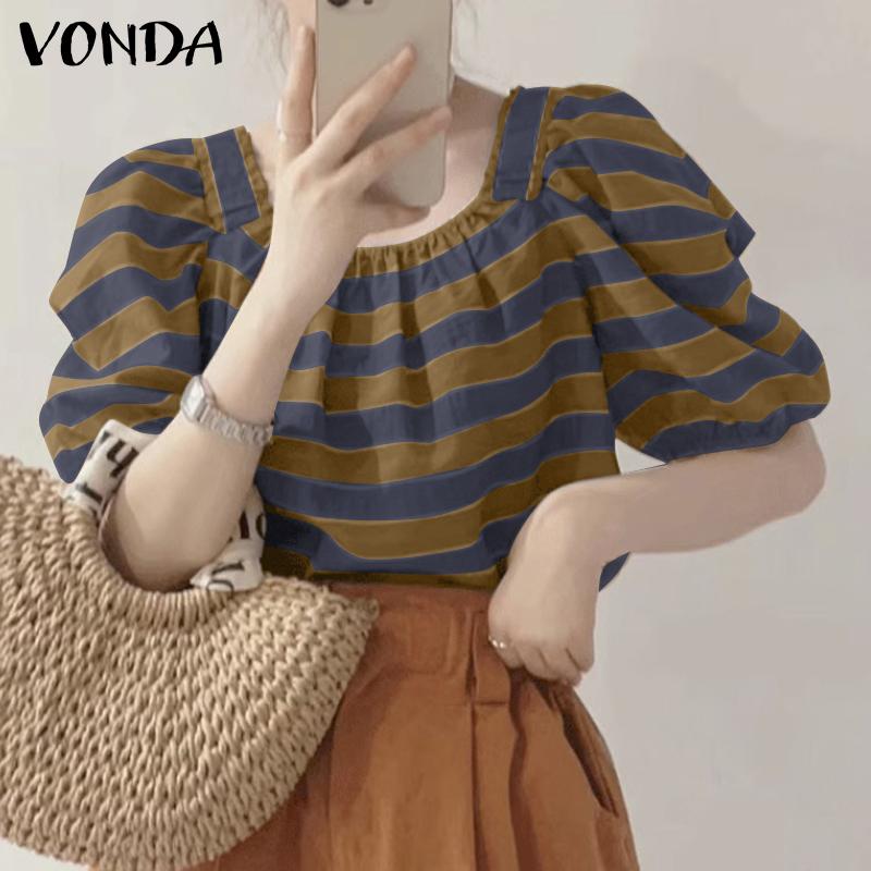 VONDA Женские повседневные топы в полоску с квадратным воротником и короткими рукавами
VONDA Женские повседневные топы в полоску с квадратным воротником и короткими рукавами