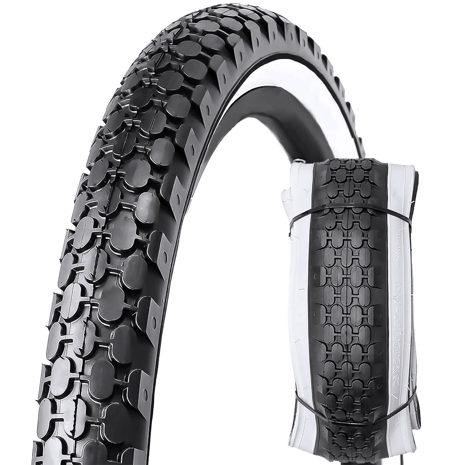 MOHEGIA 24x2.125 Bicycle Tire: Single 24 57-507mm All-Terrain Replacement Tire - Cruiser/City Bike/MTB - White Sides
MOHEGIA 24x2.125 Bicycle Tire: Single 24 57-507mm All-Terrain Replacement Tire - Cruiser/City Bike/MTB - White Sides