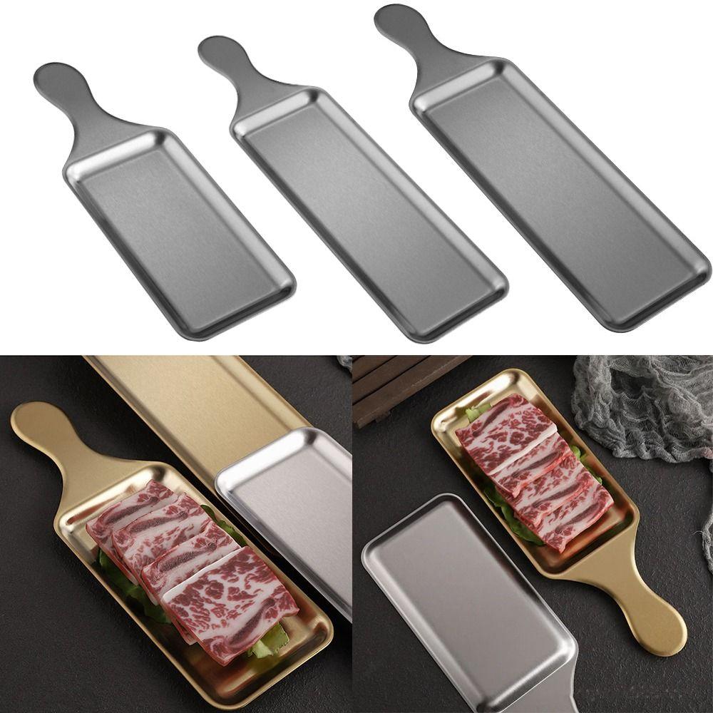 Прямоугольная тарелка из нержавеющей стали 304, блюдо для закусок в корейском стиле, прочный диск для еды, вечеринка