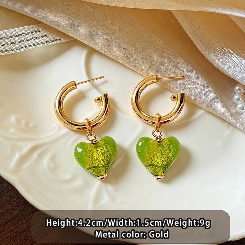 2026 New Green Resin Gold Sand Heart-Shaped Dangle Earrings For Women s Sweet Trendy Accessory Party Unusual Jewelry Earrings
2026 New Green Resin Gold Sand Heart-Shaped Dangle Earrings For Women s Sweet Trendy Accessory Party Unusual Jewelry Earrings