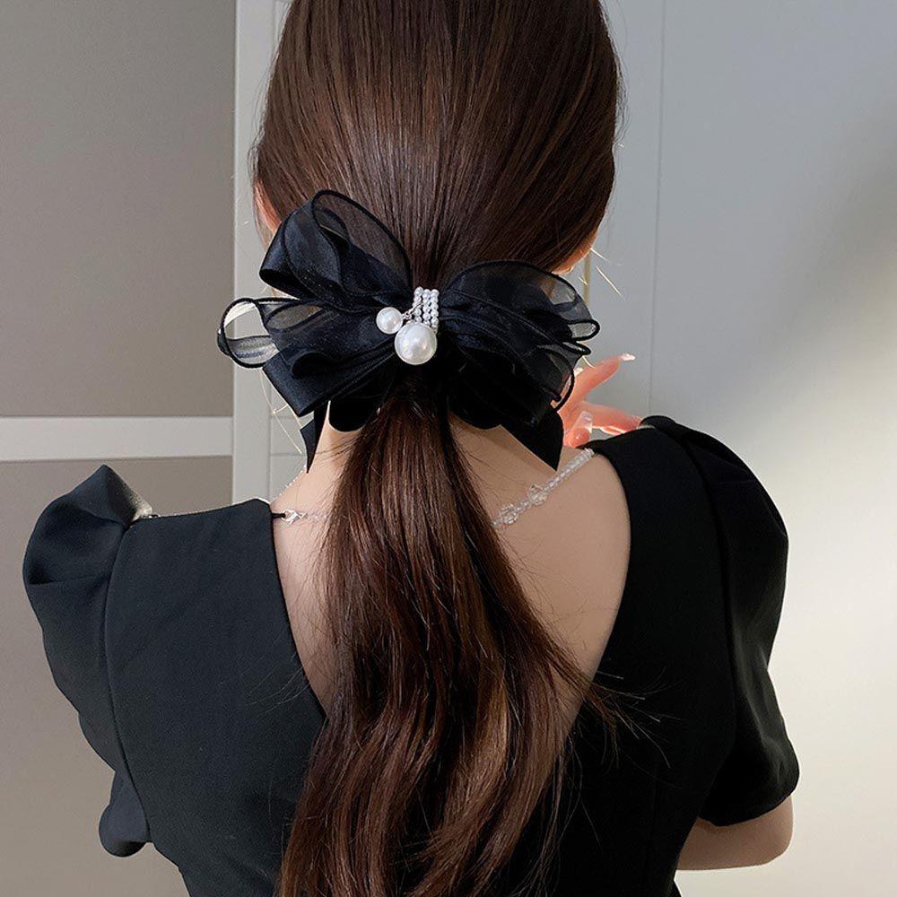Sweet Bow Pearl For Girls Ribbon Vertical Clip Ponytail Holder Korean Hairpins Women Banana Clip black
Sweet Bow Pearl For Girls Ribbon Vertical Clip Ponytail Holder Korean Hairpins Women Banana Clip black