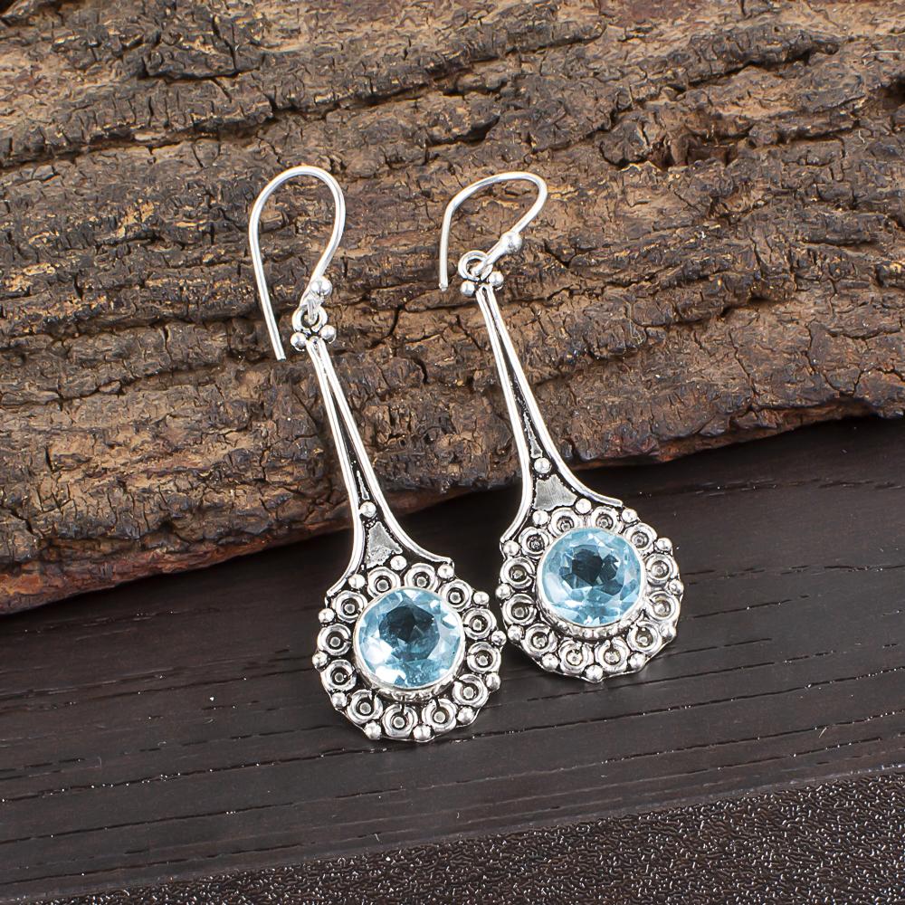 Sky Blue Topaz Earrings Gemstone Jewelry, 925 Solid Sterling Silver Earrings, Handmade Jewelry Birthstone Earrings, Gift For Mother 2.52 Inches синій
Sky Blue Topaz Earrings Gemstone Jewelry, 925 Solid Sterling Silver Earrings, Handmade Jewelry Birthstone Earrings, Gift For Mother 2.52 Inches синій