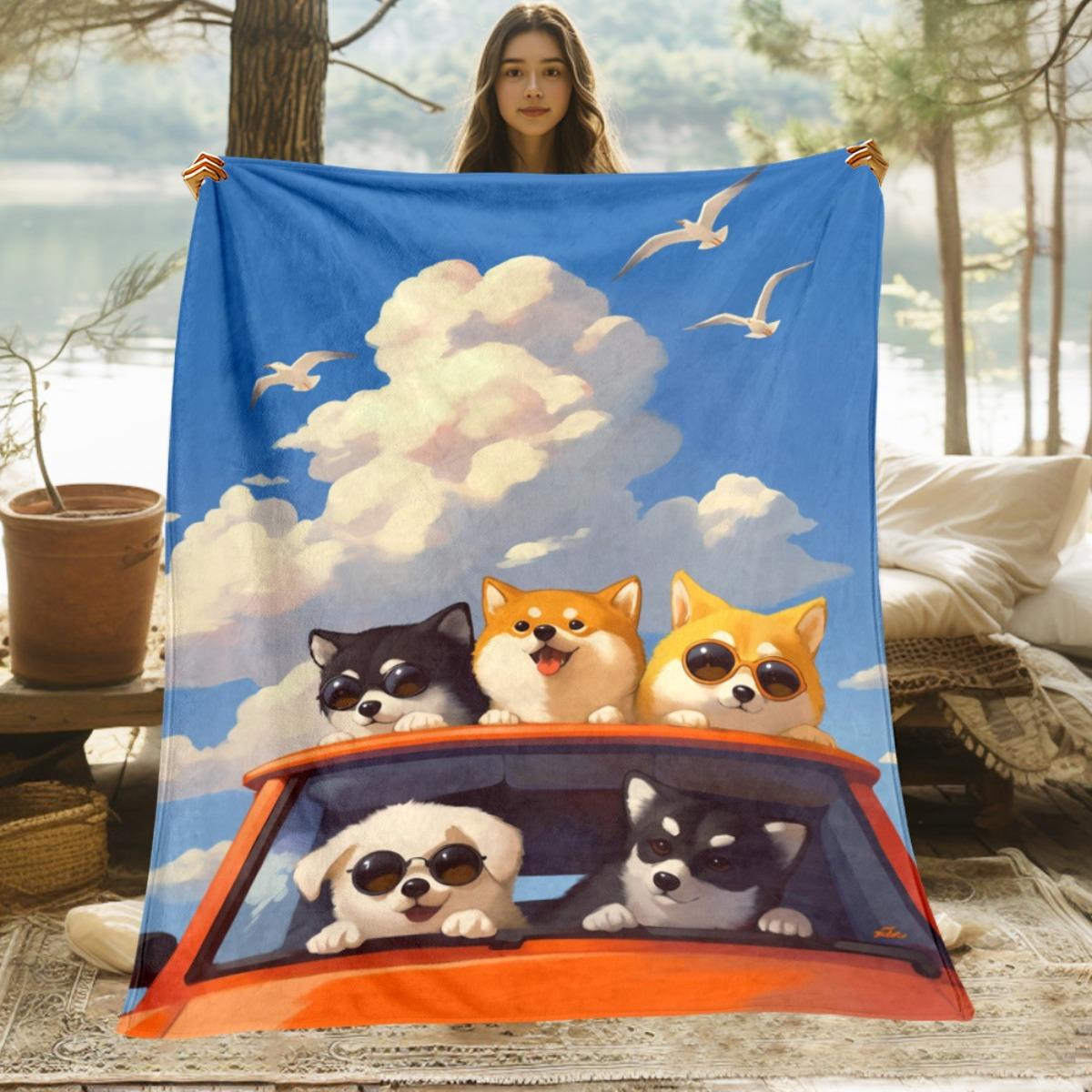 1 Flannel blanket with a puppy driving a car pattern soft and warm suitable for camping sofas beds and chairs Multiple sizes 75x100cm
1 Flannel blanket with a puppy driving a car pattern soft and warm suitable for camping sofas beds and chairs Multiple sizes 75x100cm