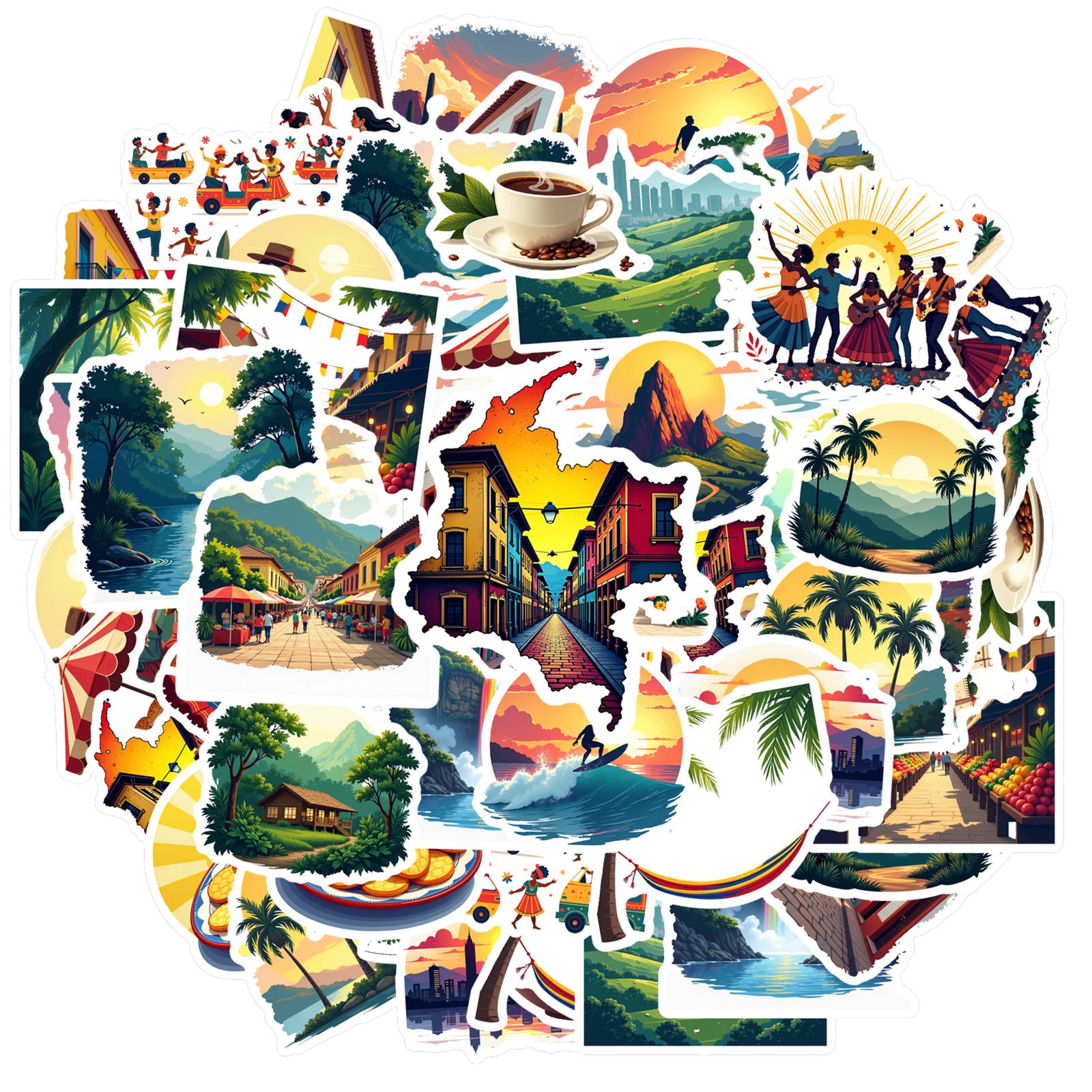 35pcs Colorful Landscapes Stickers Traditional Colombian Culture Teacher Reward Stickers Graffiti Decals For Notebook Luggage
35pcs Colorful Landscapes Stickers Traditional Colombian Culture Teacher Reward Stickers Graffiti Decals For Notebook Luggage