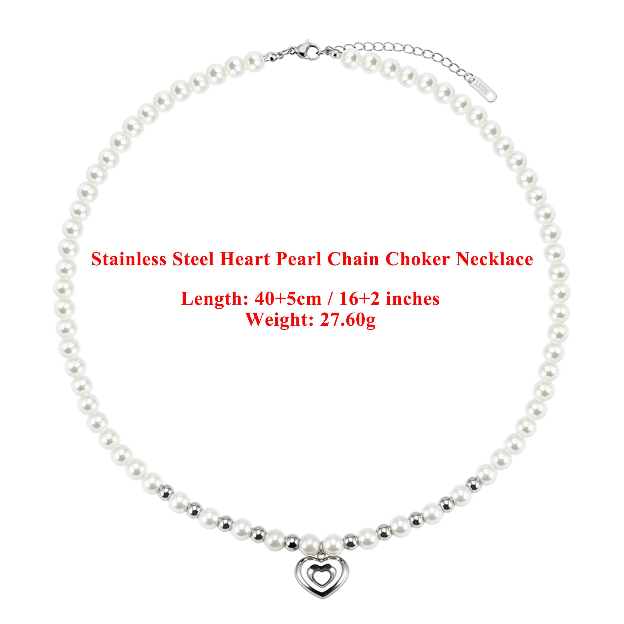 EFFIE QUEEN Stainless Steel Heart Pearl Chain Choker Necklace Natural Jewelry for Women Wedding Party Banquet Accessory STPN08 срібний
EFFIE QUEEN Stainless Steel Heart Pearl Chain Choker Necklace Natural Jewelry for Women Wedding Party Banquet Accessory STPN08 срібний
