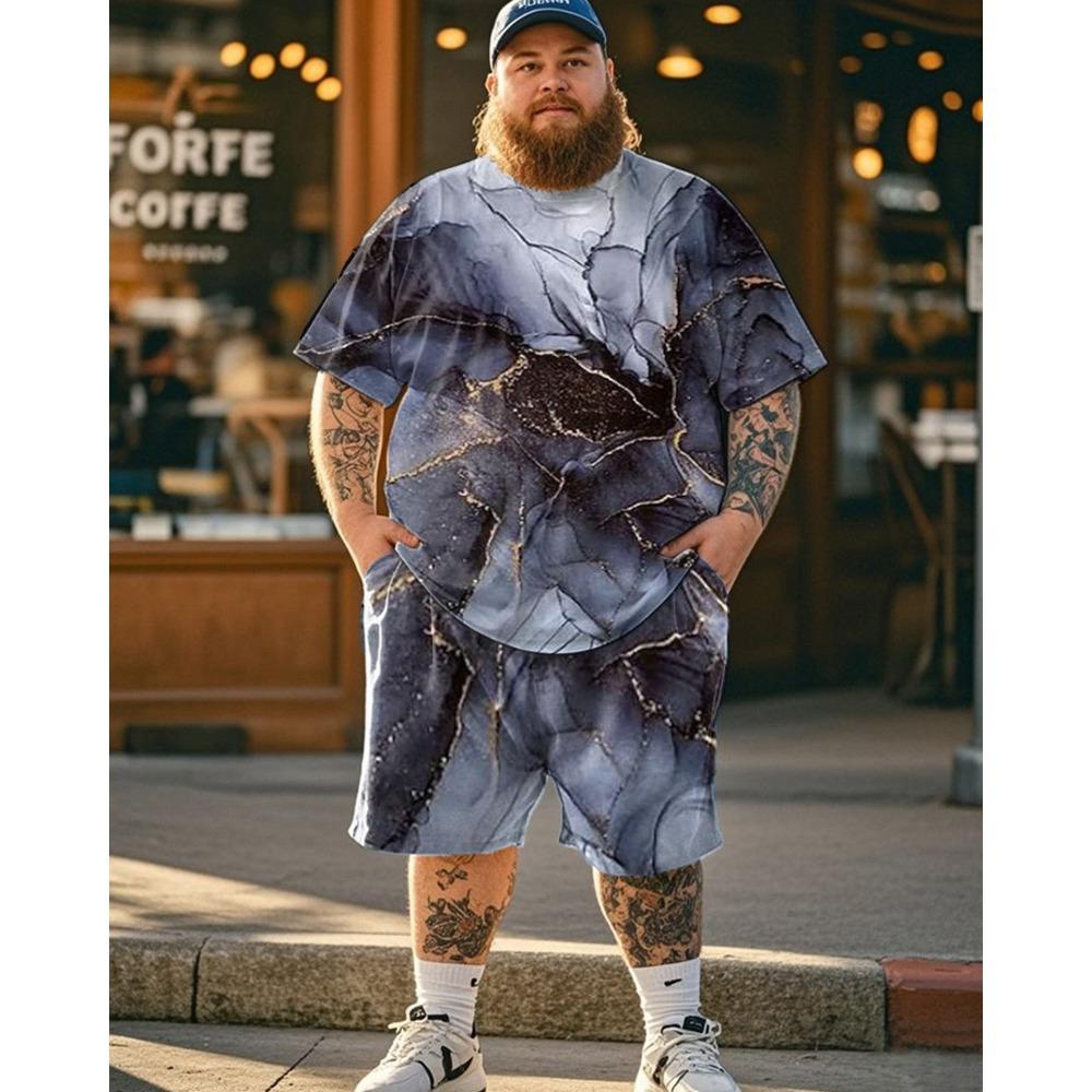 Plus Size Men s Streetwear 2 Piece Outfit, Liquid Marble Abstract Stripe Print Short Sleeve T-Shirt and Shorts Set XS
Plus Size Men s Streetwear 2 Piece Outfit, Liquid Marble Abstract Stripe Print Short Sleeve T-Shirt and Shorts Set XS