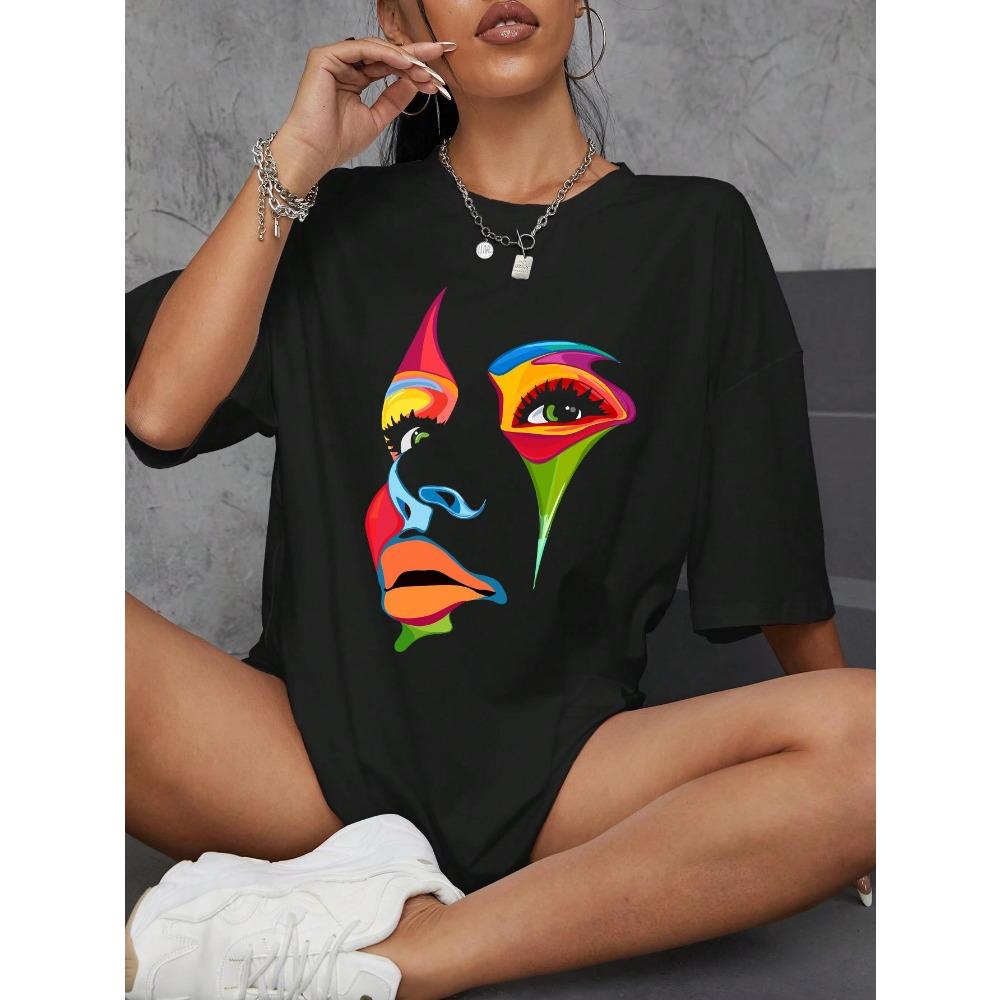 Painted Lady Face Personality Design Print T Shirt Female Street Comfortable T-Shirt XL
Painted Lady Face Personality Design Print T Shirt Female Street Comfortable T-Shirt XL