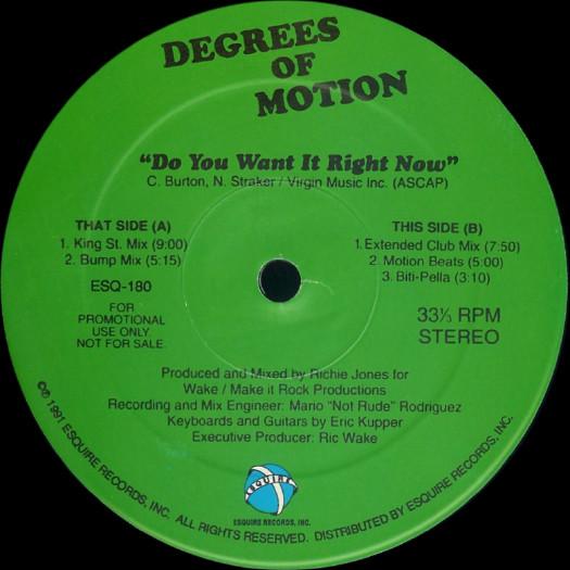 LP Record DEGREES OF MOTION Do You Want It Right Now ESQ180 Esquire Records 1991 US Dance Electronica Used
LP Record DEGREES OF MOTION Do You Want It Right Now ESQ180 Esquire Records 1991 US Dance Electronica Used