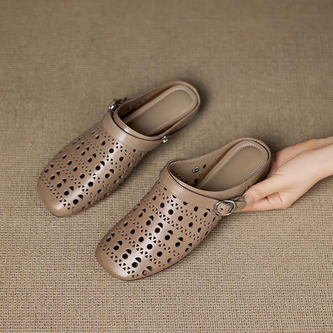 JX commuter square head belt buckle half drag hollow hole shoes summer wear flat bag head cool slippers women 35
JX commuter square head belt buckle half drag hollow hole shoes summer wear flat bag head cool slippers women 35