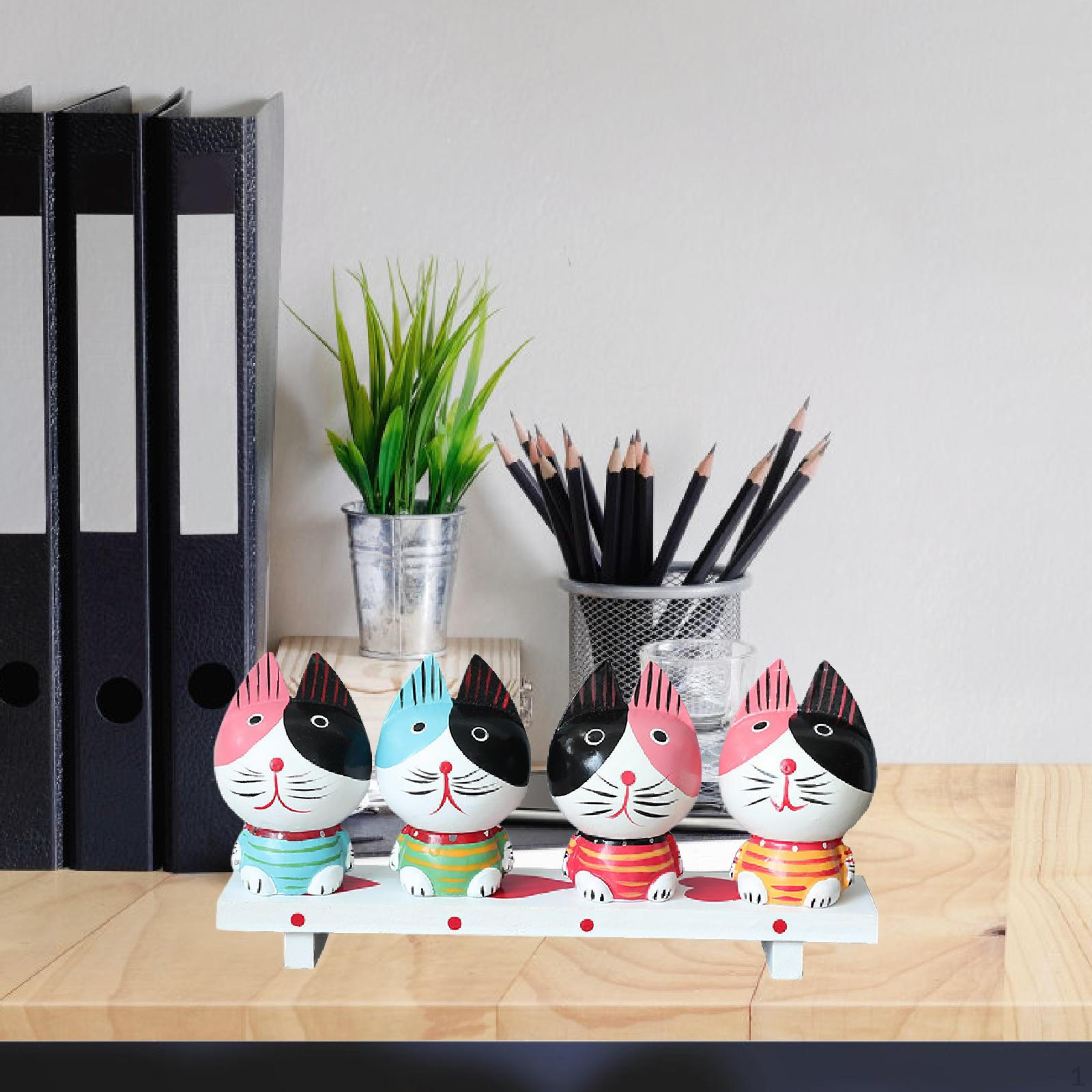 Cat Statues Figurines with Bench,Wood Crafts Ornament Creative Desk Kitten Sculptures for Bookshelf
Cat Statues Figurines with Bench,Wood Crafts Ornament Creative Desk Kitten Sculptures for Bookshelf