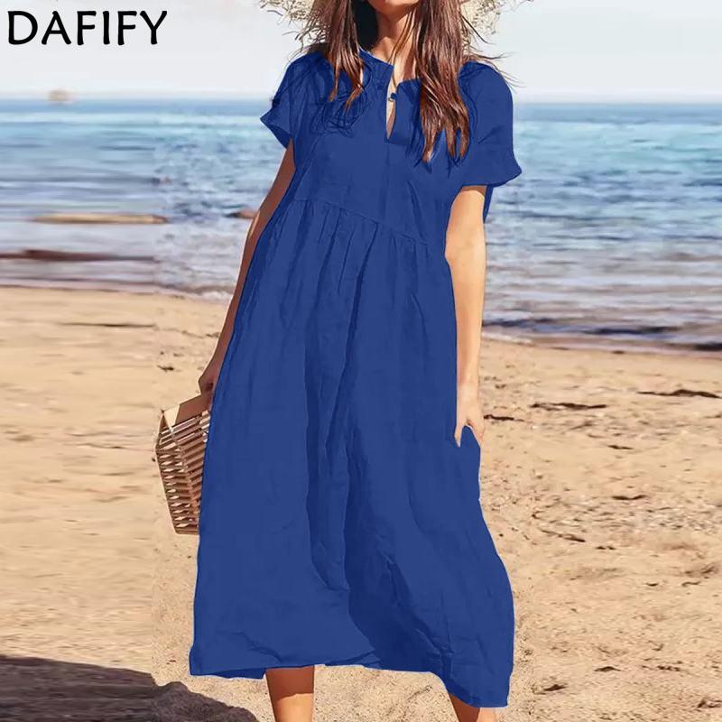 DAFIFY Women s Fashion Summer Spring Solid Color Print Short Sleeve V-Neck Loose Waistline Casual Dresses S чорний
DAFIFY Women s Fashion Summer Spring Solid Color Print Short Sleeve V-Neck Loose Waistline Casual Dresses S чорний